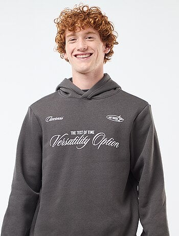 Sweat imprimé fantaisie en coton uni