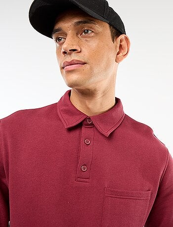 Sweat polo uni à manches longues