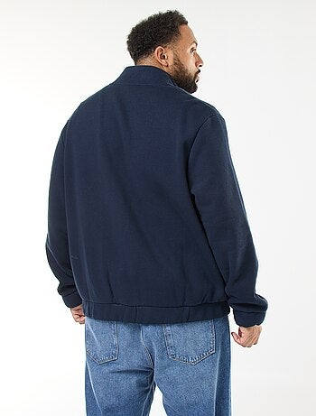 Sweat uni à col montant avec ouverture zippée