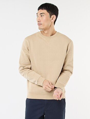 Sweat uni à col rond en molleton gratté