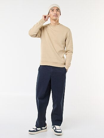 Sweat uni à col rond en molleton gratté