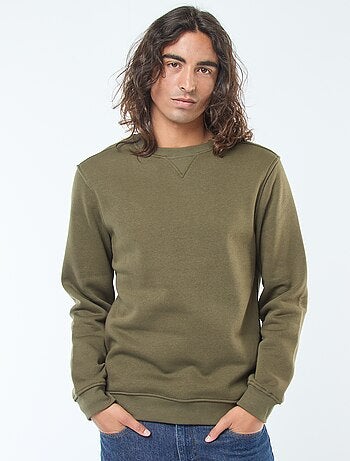 Sweat uni à col rond en molleton gratté