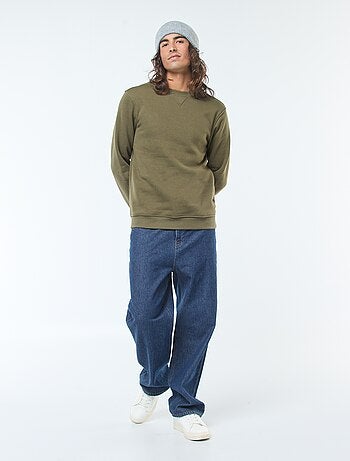 Sweat uni à col rond en molleton gratté