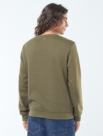 Sweat uni à col rond en molleton gratté