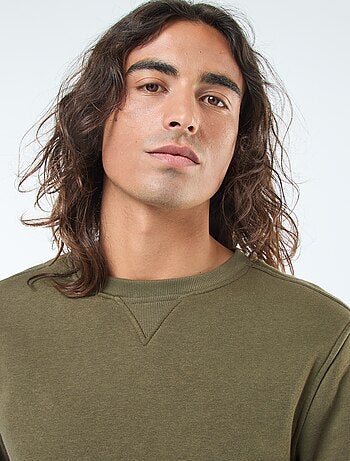 Sweat uni à col rond en molleton gratté