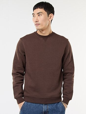 Sweat uni à col rond en molleton gratté