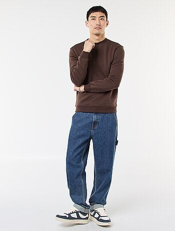 Sweat uni à col rond en molleton gratté