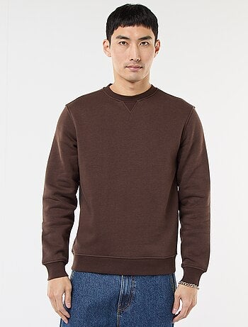 Sweat uni à col rond en molleton gratté