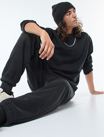 Sweat uni à col rond en molleton gratté