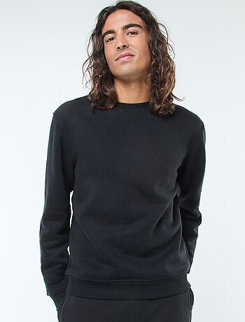 Sweat uni à col rond en molleton gratté