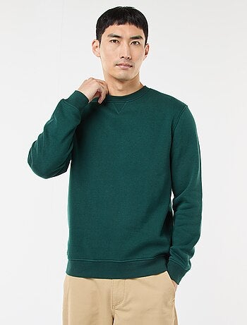 Sweat uni à col rond en molleton gratté