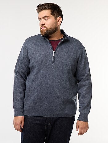 Sweat uni avec col montant zippé façon camionneur