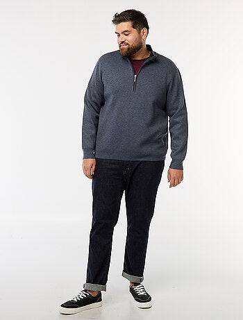 Sweat uni avec col montant zippé façon camionneur