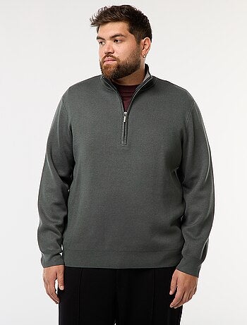 Sweat uni avec col montant zippé façon camionneur