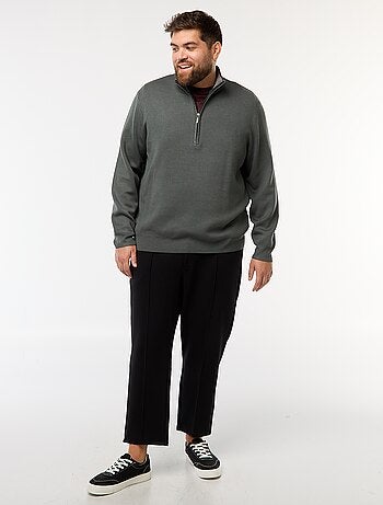 Sweat uni avec col montant zippé façon camionneur