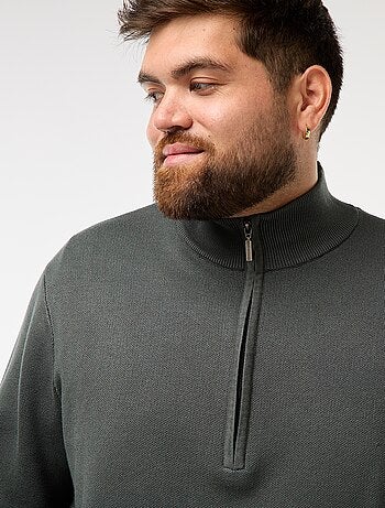 Sweat uni avec col montant zippé façon camionneur
