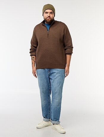 Sweat uni avec col montant zippé façon camionneur