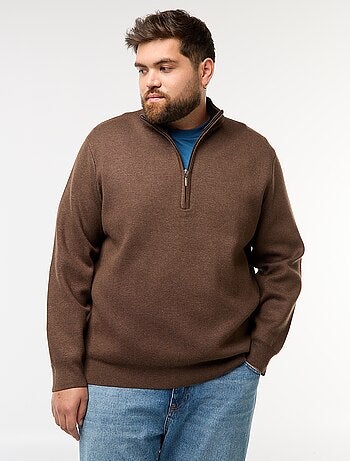 Sweat uni avec col montant zippé façon camionneur
