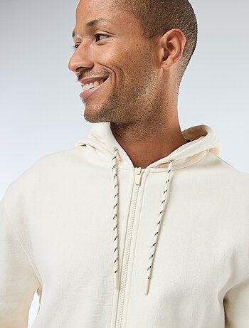 Sweat uni en maille piquée à capuche