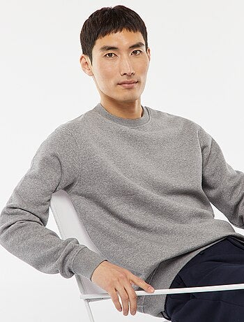 Sweat uni en molleton à col rond