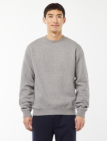 Sweat uni en molleton col rond