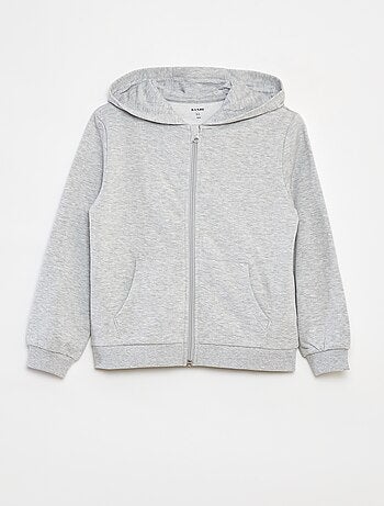 Sweat uni zippé à capuche
