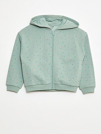 Sweat zippé à capuche avec imprimé
