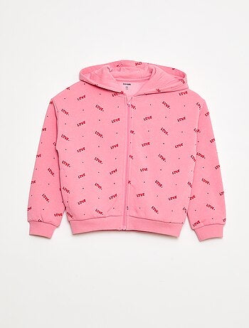 Sweat zippé à capuche avec imprimé