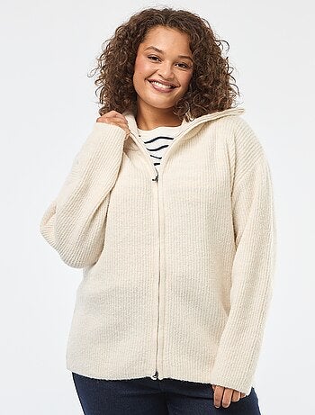 Sweat zippé à capuche en maille tricot