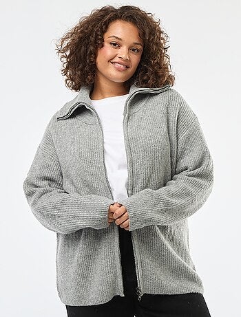 Sweat zippé à capuche en maille tricot