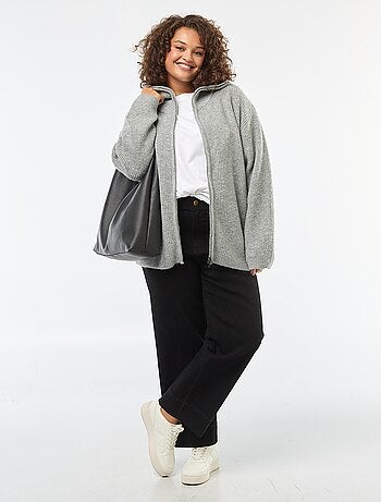 Sweat zippé à capuche en maille tricot