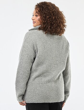 Sweat zippé à capuche en maille tricot