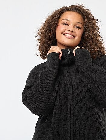 Sweat zippé à capuche en maille tricot