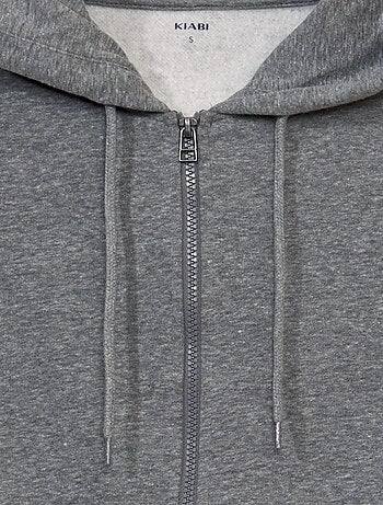 Sweat zippé à capuche en molleton uni