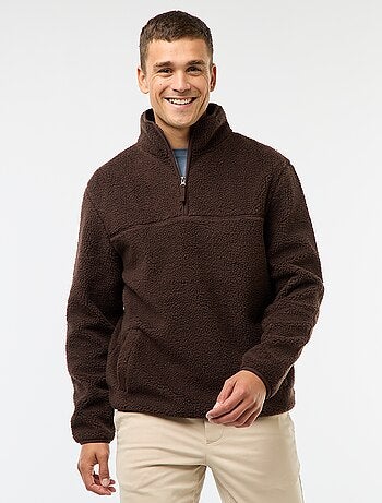 Sweat zippé col montant uni