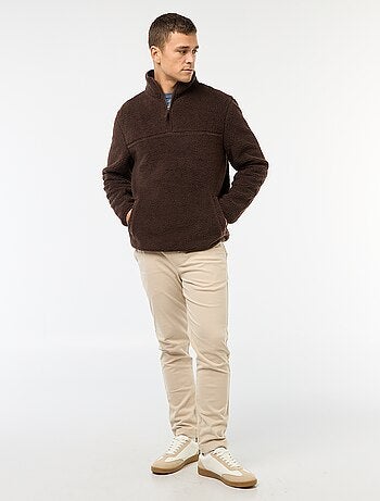 Sweat zippé col montant uni