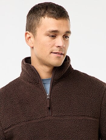 Sweat zippé col montant uni