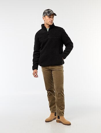 Sweat zippé col montant uni