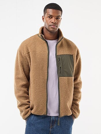 Sweat zippé effet moutonné