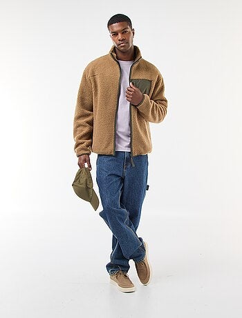 Sweat zippé effet moutonné