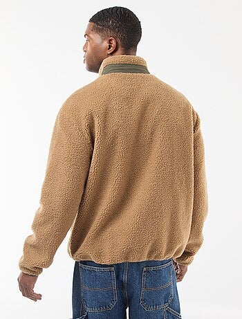 Sweat zippé effet moutonné