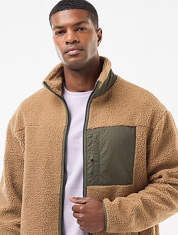 Sweat zippé effet moutonné