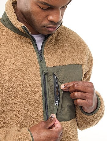 Sweat zippé effet moutonné