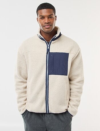 Sweat zippé effet moutonné