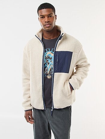 Sweat zippé effet moutonné