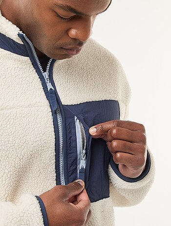 Sweat zippé effet moutonné