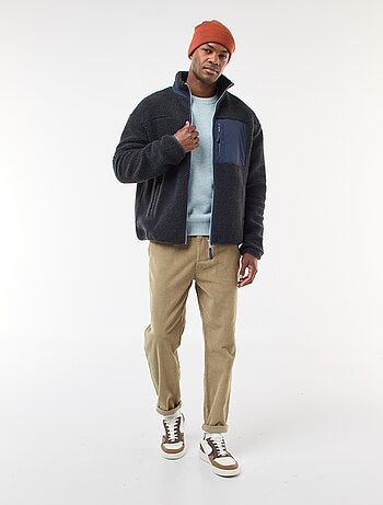 Sweat zippé effet moutonné