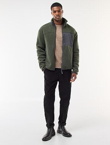 Sweat zippé effet moutonné