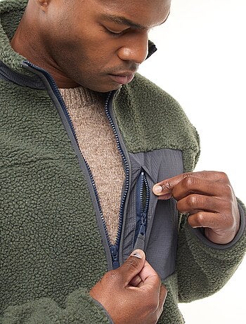 Sweat zippé effet moutonné