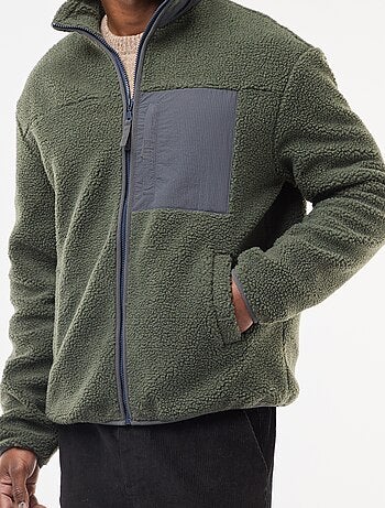 Sweat zippé effet moutonné